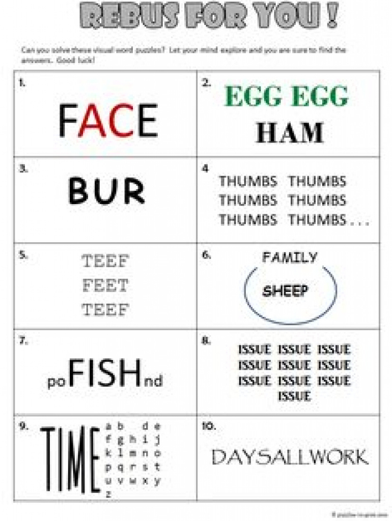 34 Best Rebus Puzzles Images On Pinterest | Puzzles, Brain Teaser - Free Printable Critical Thinking Puzzles