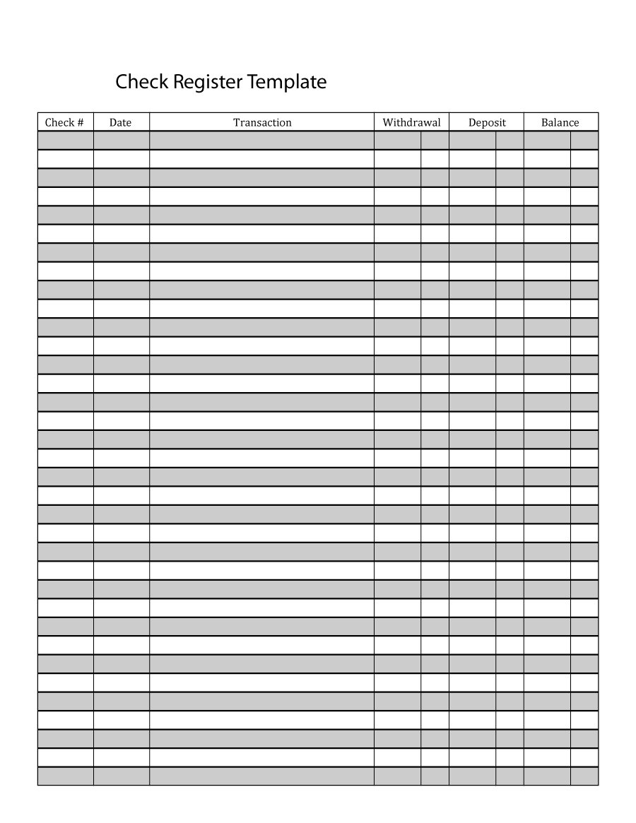 37 Checkbook Register Templates [100% Free, Printable] ᐅ Template Lab - Free Printable Check Register