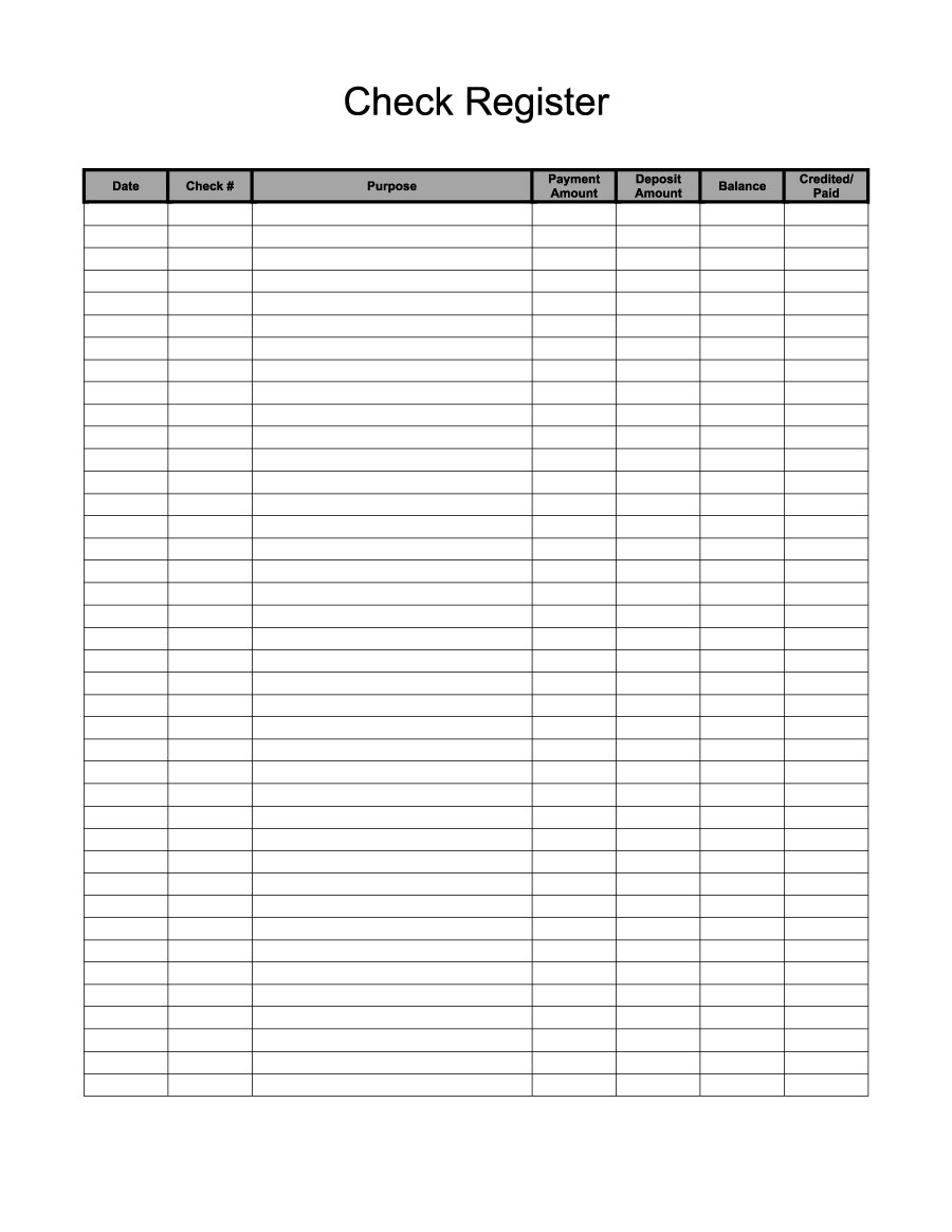 37 Checkbook Register Templates [100% Free, Printable] - Template Lab - Free Printable Blank Check Register Template