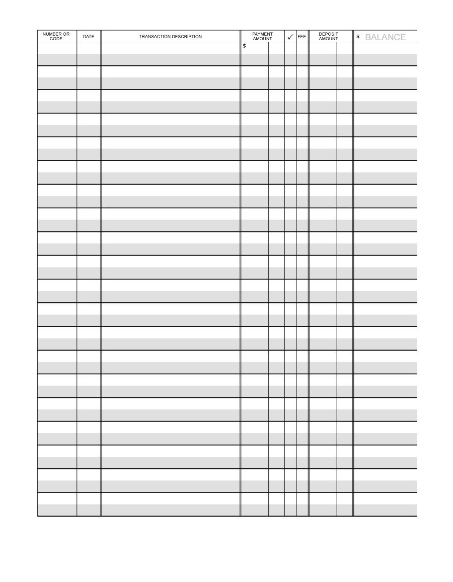 37 Checkbook Register Templates [100% Free, Printable] - Template Lab - Free Printable Check Register With Running Balance