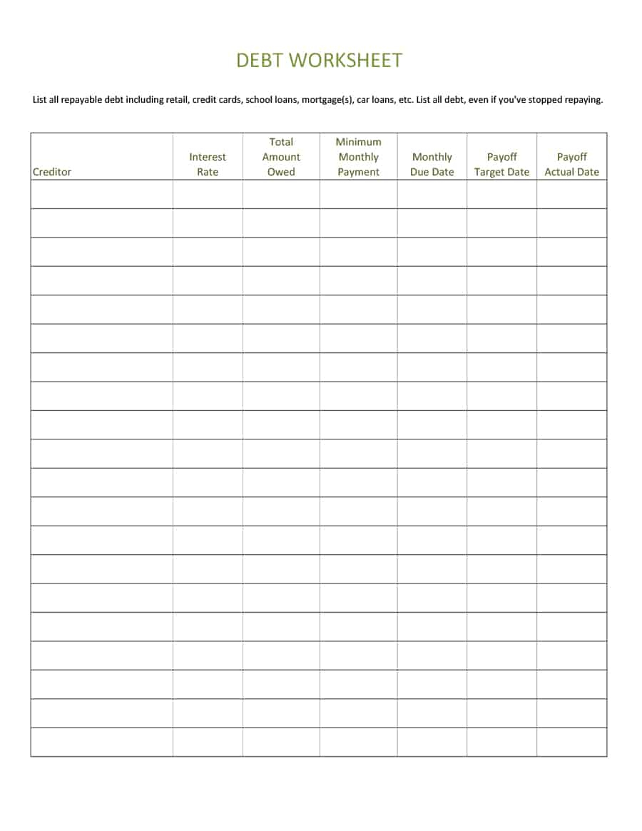 38 Debt Snowball Spreadsheets, Forms &amp;amp; Calculators ❄❄❄ - Free Printable Debt Payoff Worksheet