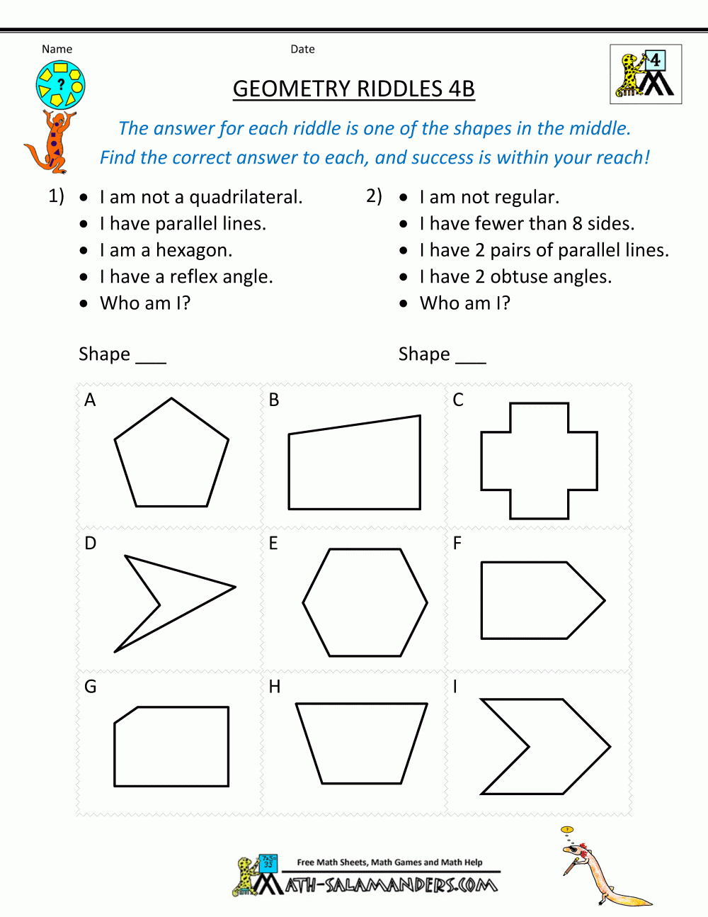 3Rd Grade Geometry Worksheets For Learning - Math Worksheet For Kids - Free Printable Geometry Worksheets For 3Rd Grade