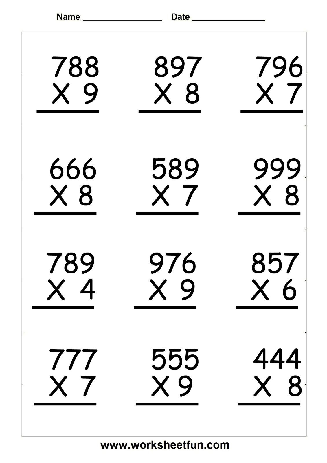 4 Digit Multiplication Worksheetsbenderos Printable Math  | 5Th - Free Printable Multiplication Worksheets For 5Th Grade