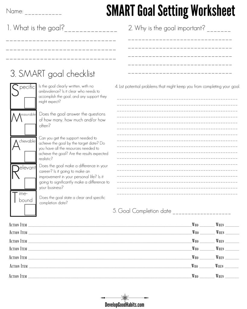 4 Free Goal Setting Worksheets – Free Forms, Templates And Ideas To - Free Printable Fitness Worksheets