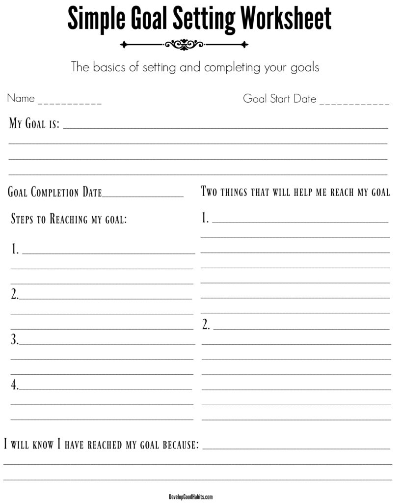 4 Free Goal Setting Worksheets – Free Forms, Templates And Ideas To - Free Printable Goal Setting Worksheets For Students