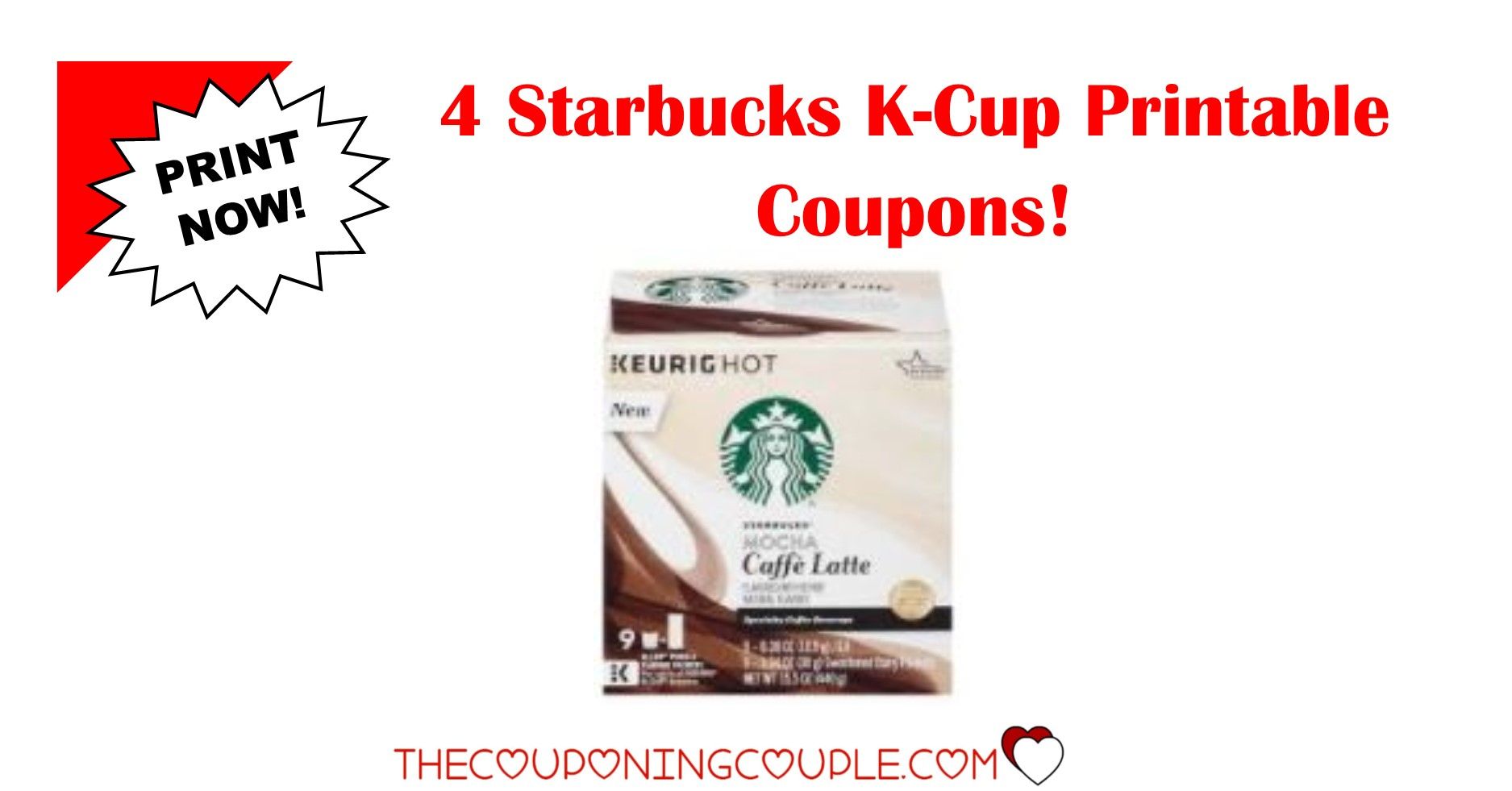 4 New Starbucks K-Cup Pods Printable Coupons ~ Save $7.75! - Free Starbucks Coupon Printable