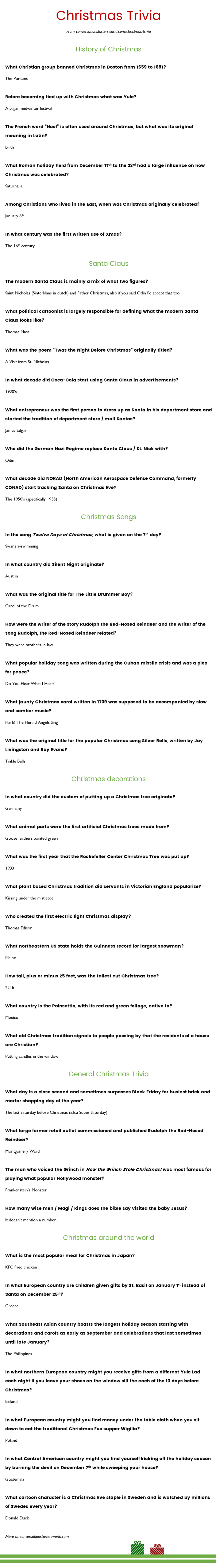 40 Challenging Christmas Trivia Questions – How Many Can You Answer? - Free Christmas Picture Quiz Questions And Answers Printable