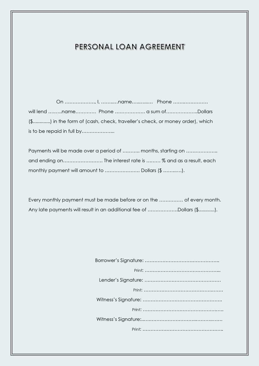 40+ Free Loan Agreement Templates [Word &amp;amp; Pdf] - Template Lab - Free Printable Loan Forms