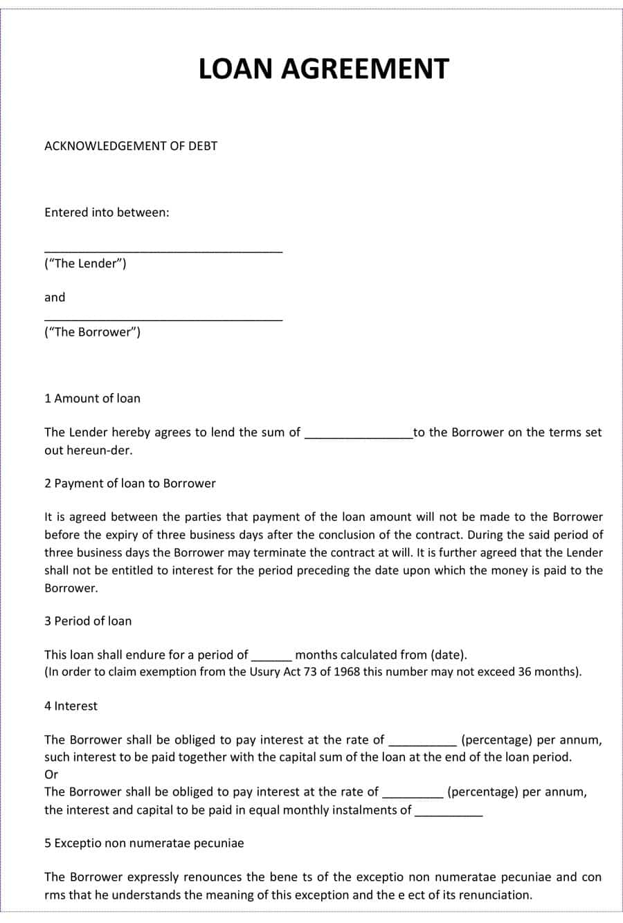 40+ Free Loan Agreement Templates [Word &amp;amp; Pdf] - Template Lab - Free Printable Loan Forms