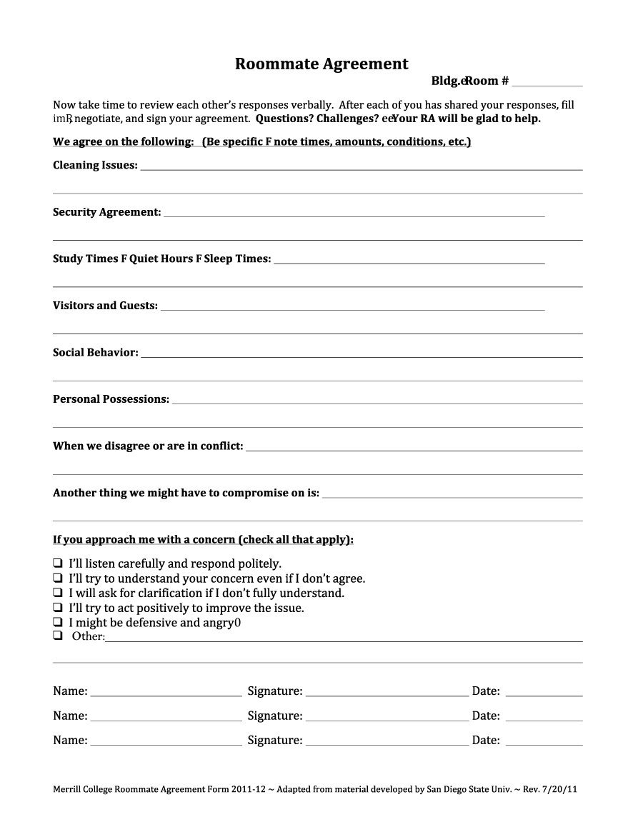 40+ Free Roommate Agreement Templates &amp;amp; Forms (Word, Pdf) - Free Printable Room Rental Agreement Forms