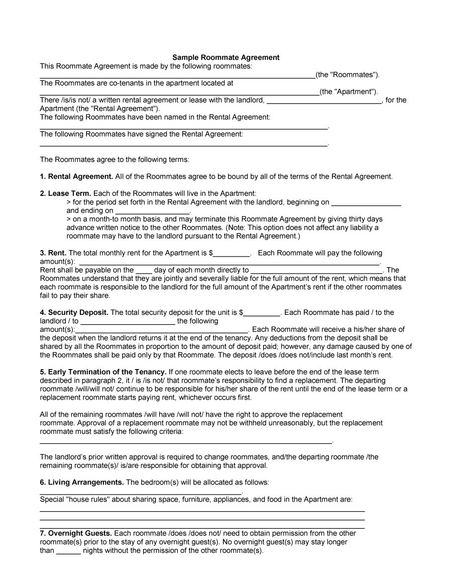 40+ Free Roommate Agreement Templates &amp;amp; Forms (Word, Pdf) - Free Printable Roommate Rental Agreement