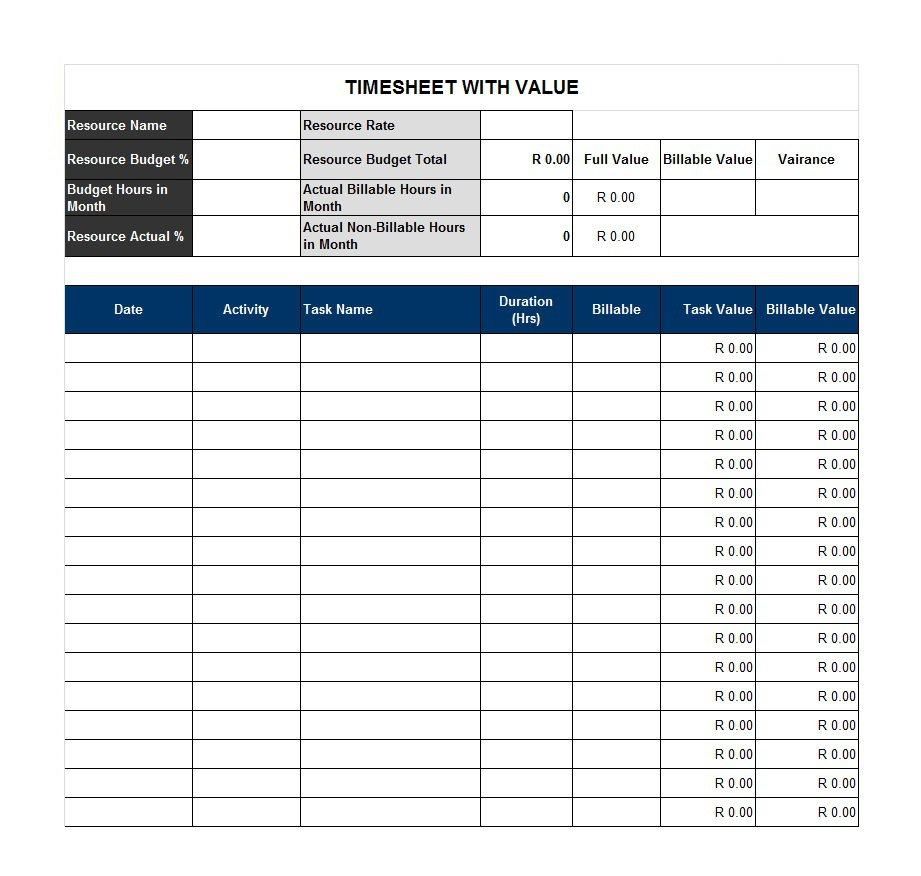 40 Free Timesheet / Time Card Templates ᐅ Template Lab - Monthly Timesheet Template Free Printable