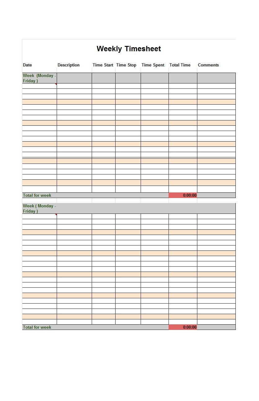 40 Free Timesheet / Time Card Templates ᐅ Template Lab - Time Card Templates Free Printable