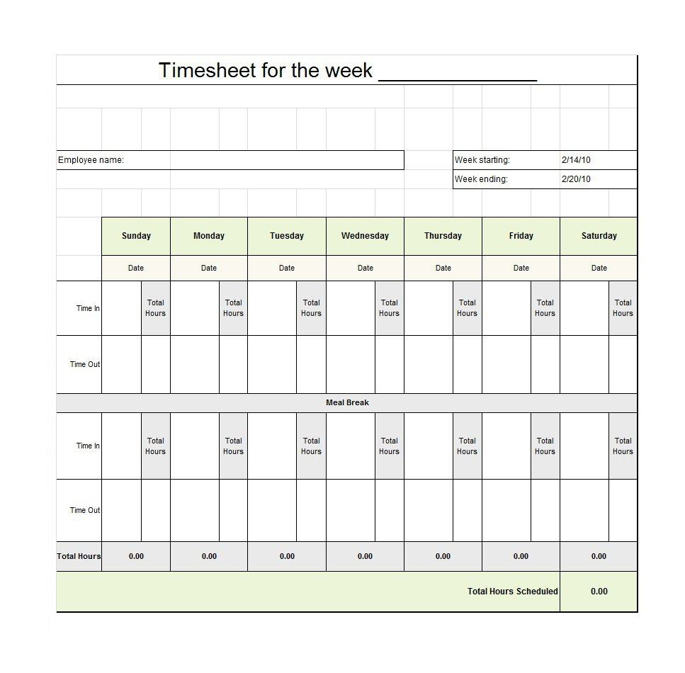 40 Free Timesheet / Time Card Templates ᐅ Template Lab - Time Card Templates Free Printable