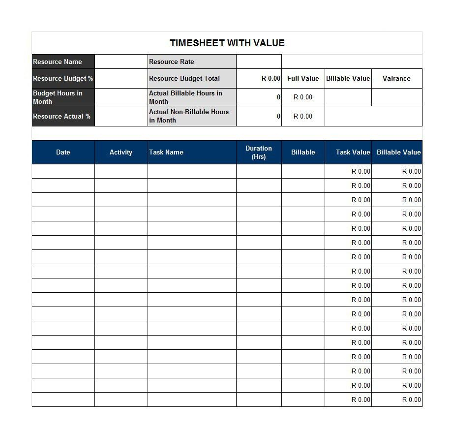 40 Free Timesheet / Time Card Templates - Template Lab - Free Printable Blank Time Sheets