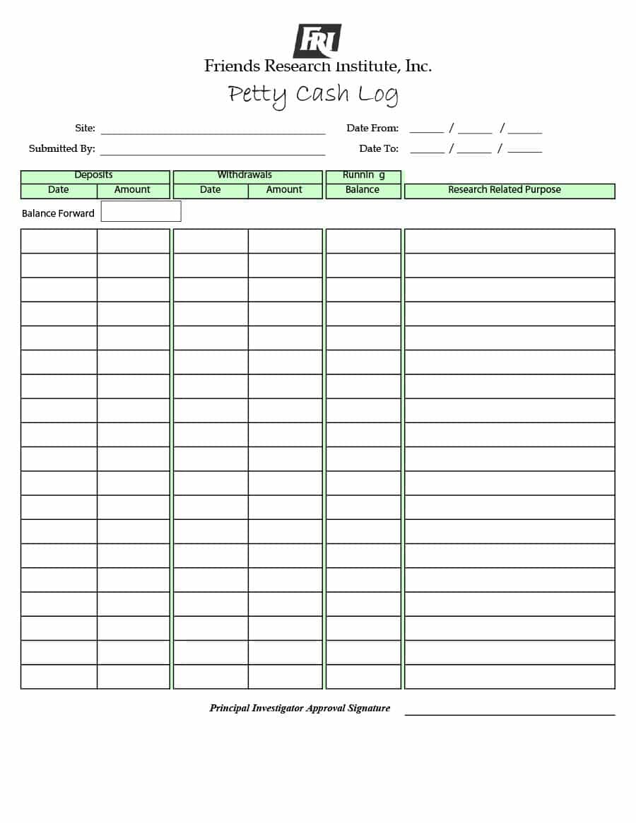 40 Petty Cash Log Templates &amp;amp; Forms [Excel, Pdf, Word] ᐅ Template Lab - Free Printable Running Log