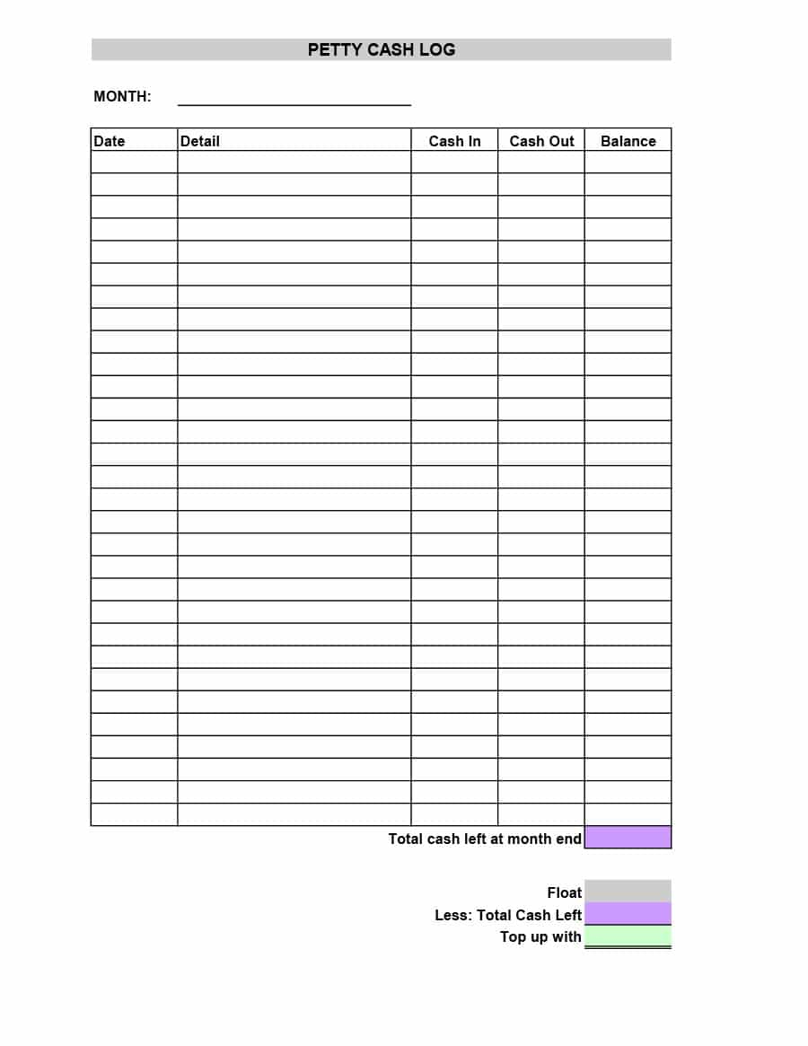 40 Petty Cash Log Templates &amp;amp; Forms [Excel, Pdf, Word] - Template Lab - Free Cash Book Template Printable