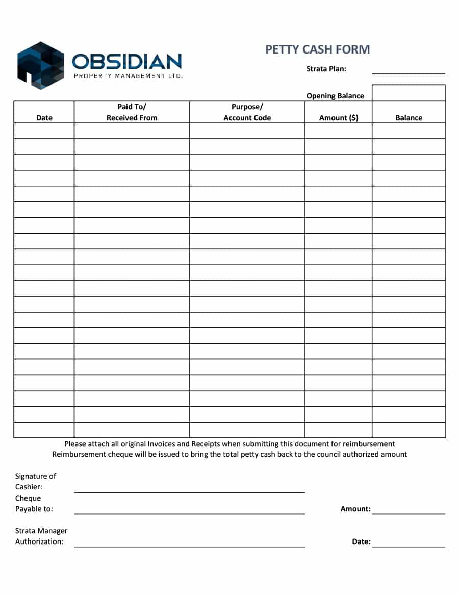 40 Petty Cash Log Templates &amp;amp; Forms [Excel, Pdf, Word] - Template Lab - Free Printable Petty Cash Template