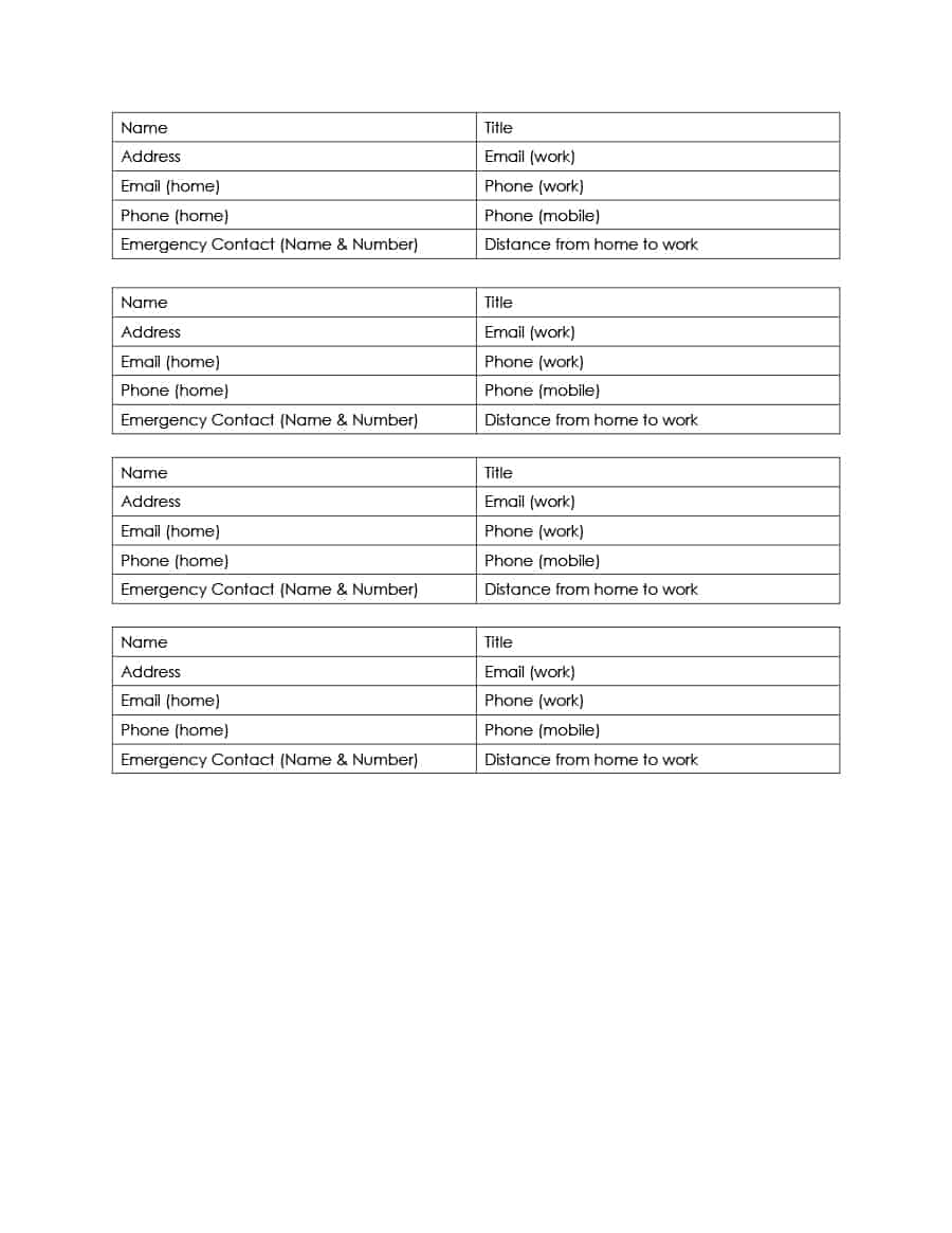 40 Phone &amp;amp; Email Contact List Templates [Word, Excel] - Template Lab - Free Printable Contact List