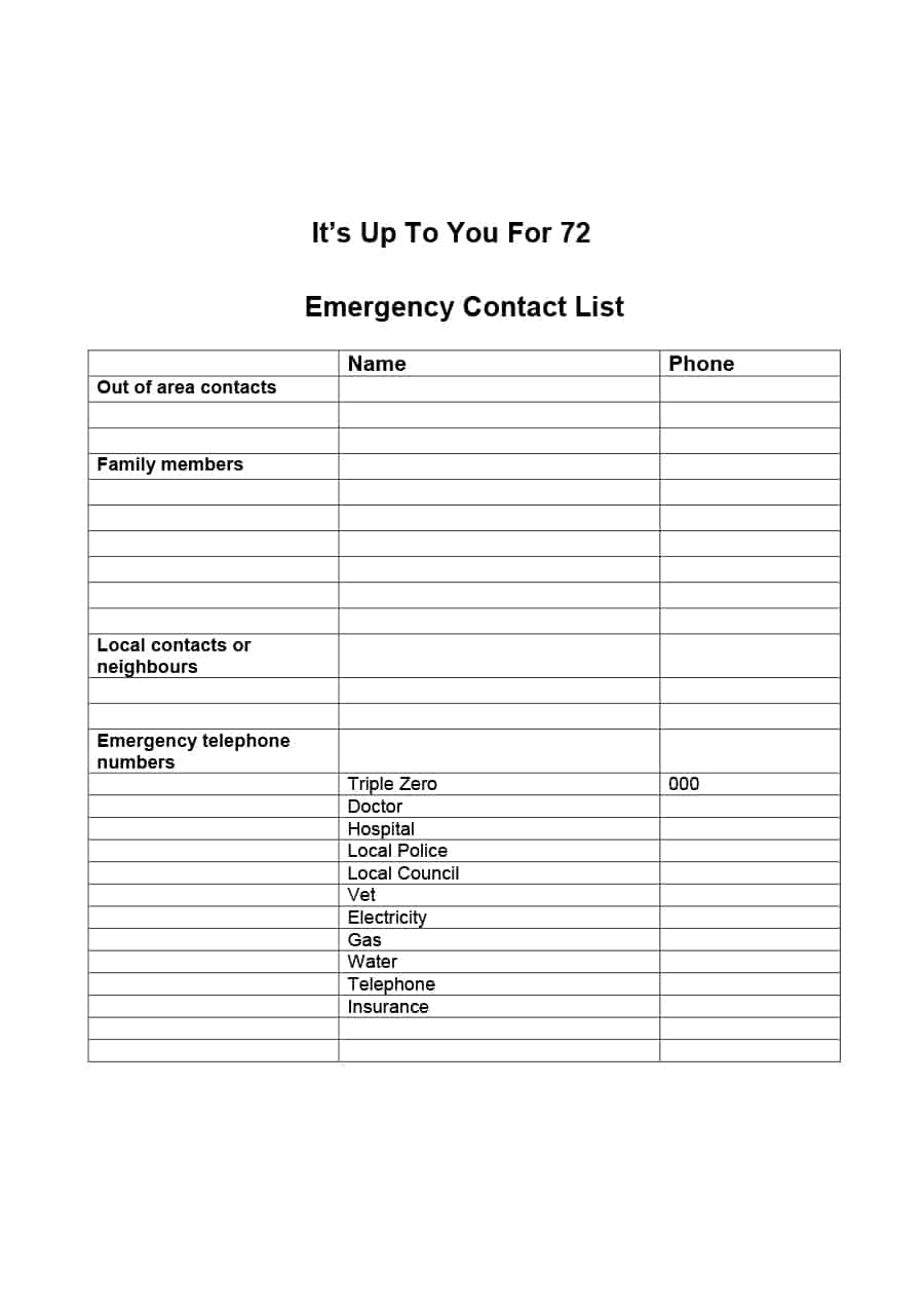 40 Phone &amp;amp; Email Contact List Templates [Word, Excel] - Template Lab - Free Printable Contact List