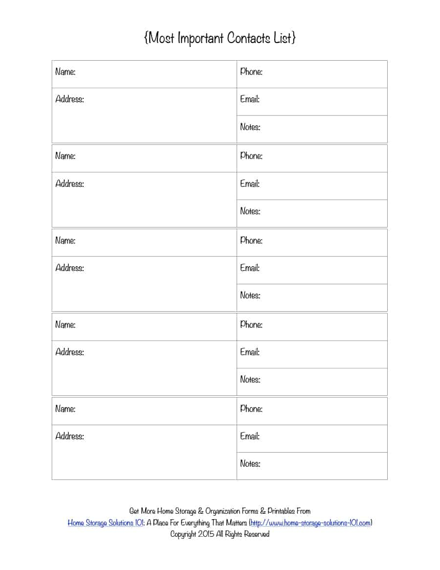 40 Phone &amp;amp; Email Contact List Templates [Word, Excel] - Template Lab - Free Printable Contact List