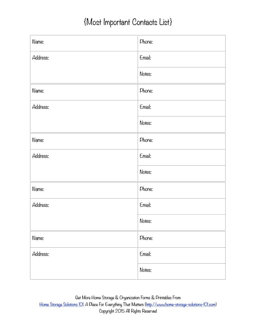 40 Phone &amp;amp; Email Contact List Templates [Word, Excel] - Template Lab - Free Printable Numbered List