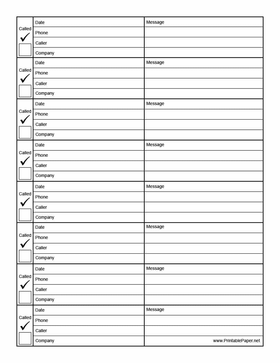 40+ Printable Call Log Templates In Microsoft Word And Excel - Free Printable Phone Message Template