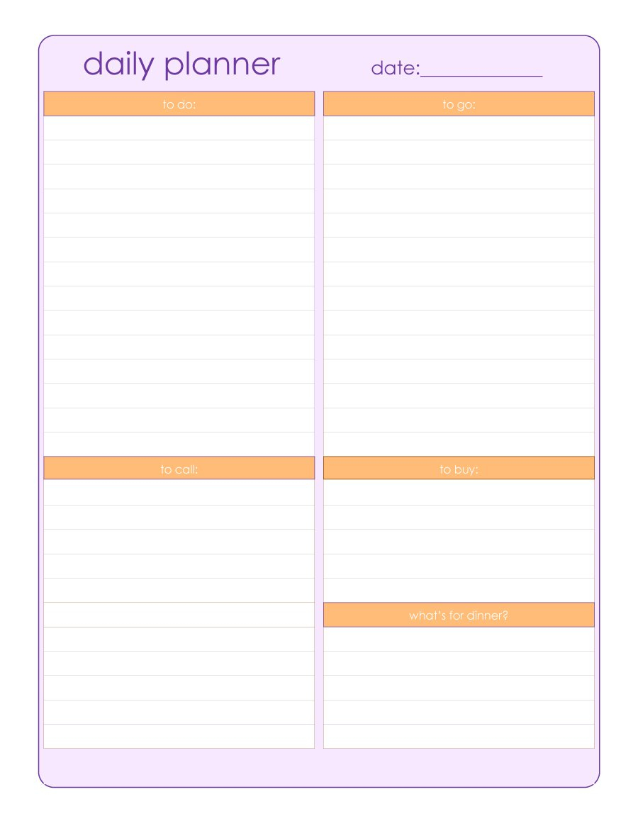 40+ Printable Daily Planner Templates (Free) - Template Lab - Free Printable Daily Planner