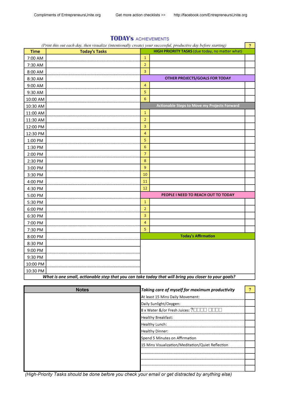 40+ Printable Daily Planner Templates (Free) - Template Lab - Free Printable Task Organizer