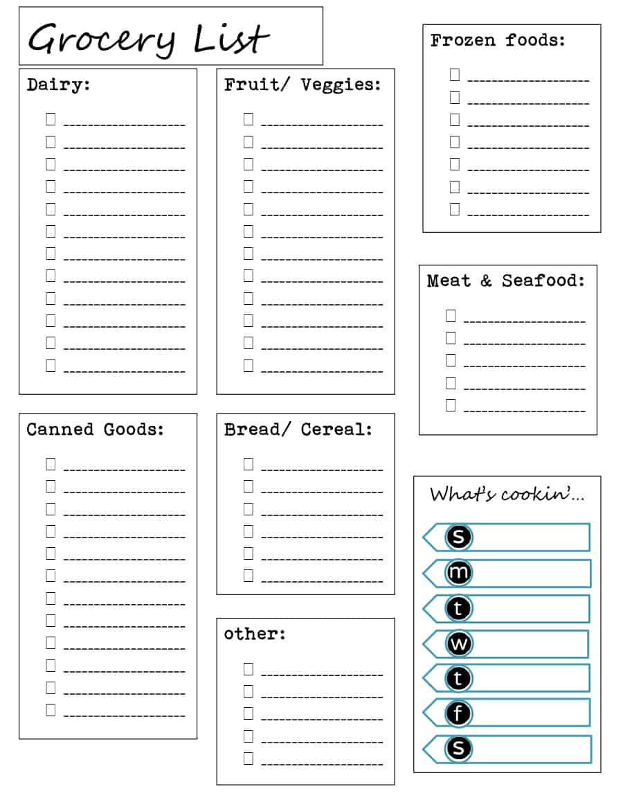 40+ Printable Grocery List Templates (Shopping List) - Template Lab - Free Printable Grocery List