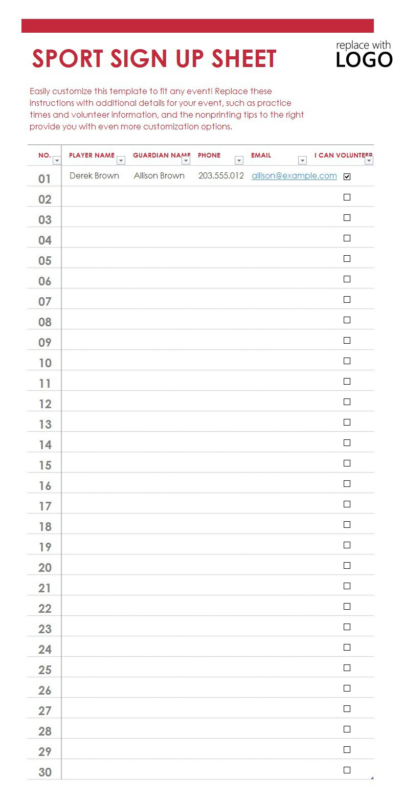 40 Sign Up Sheet / Sign In Sheet Templates (Word &amp;amp; Excel) - Free Printable Customer Information Sheets