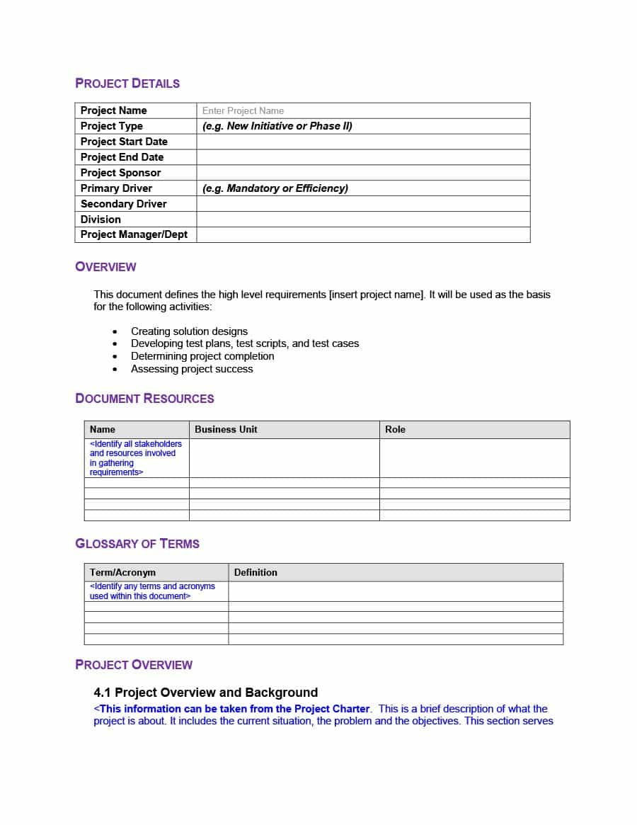 40+ Simple Business Requirements Document Templates - Template Lab - Free Printable Business Documents