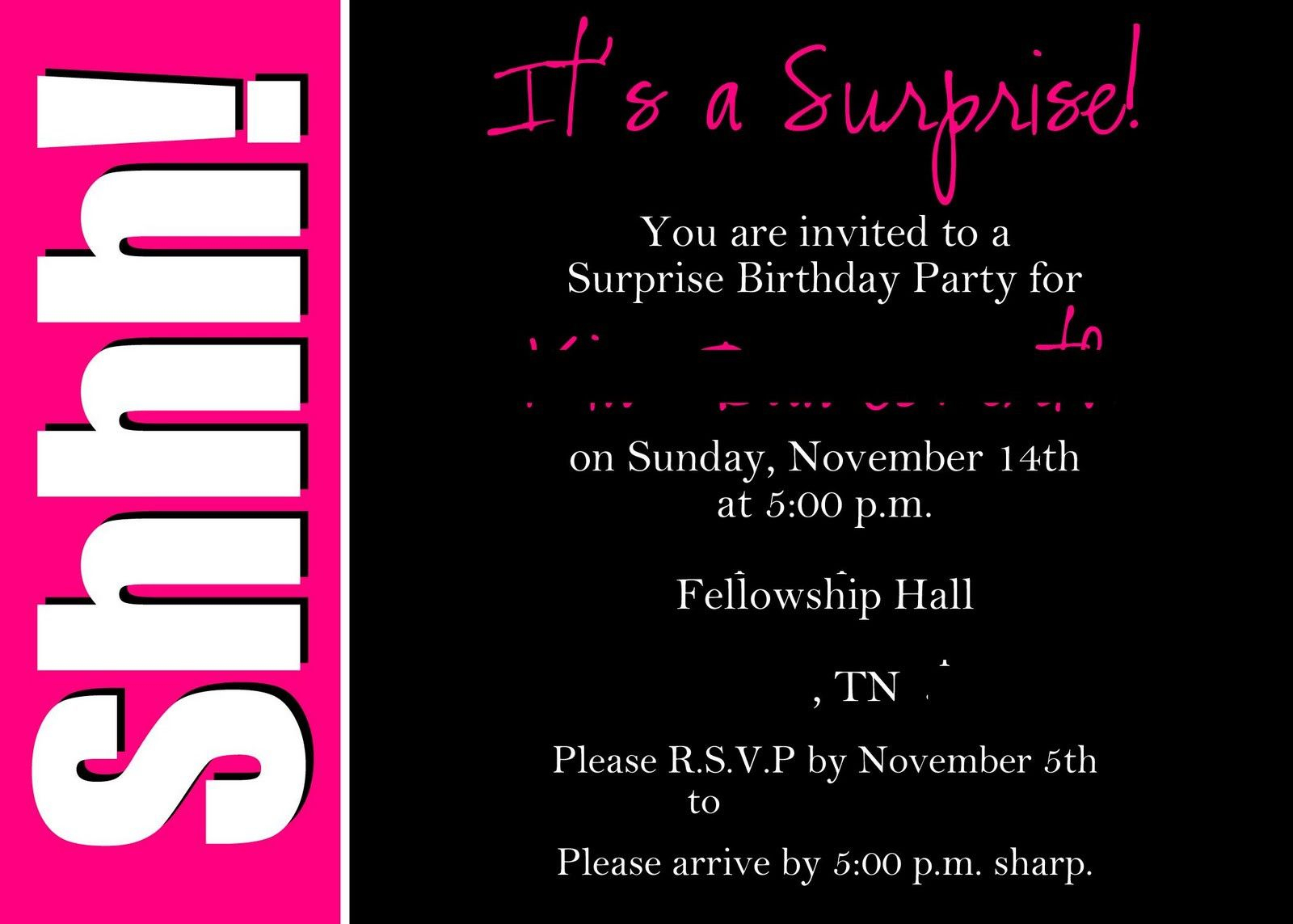 40Th Surprise Birthday Party | Free Printable Birthday Invitation - Free Printable Surprise 60Th Birthday Invitations
