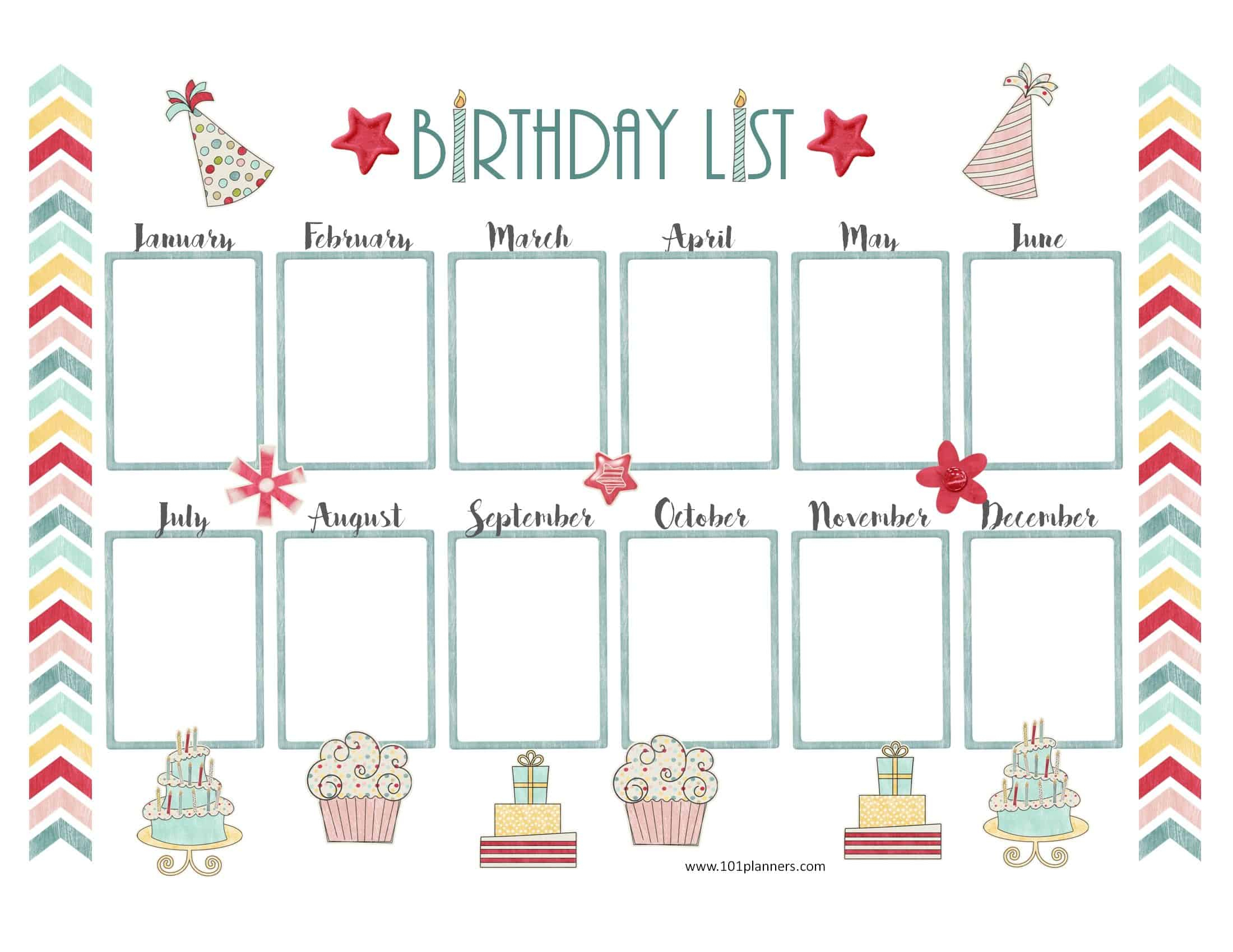 43. Birthday Chart In A Zebra Print Editableplanet Happy Smiles - Free Printable Birthday Graph