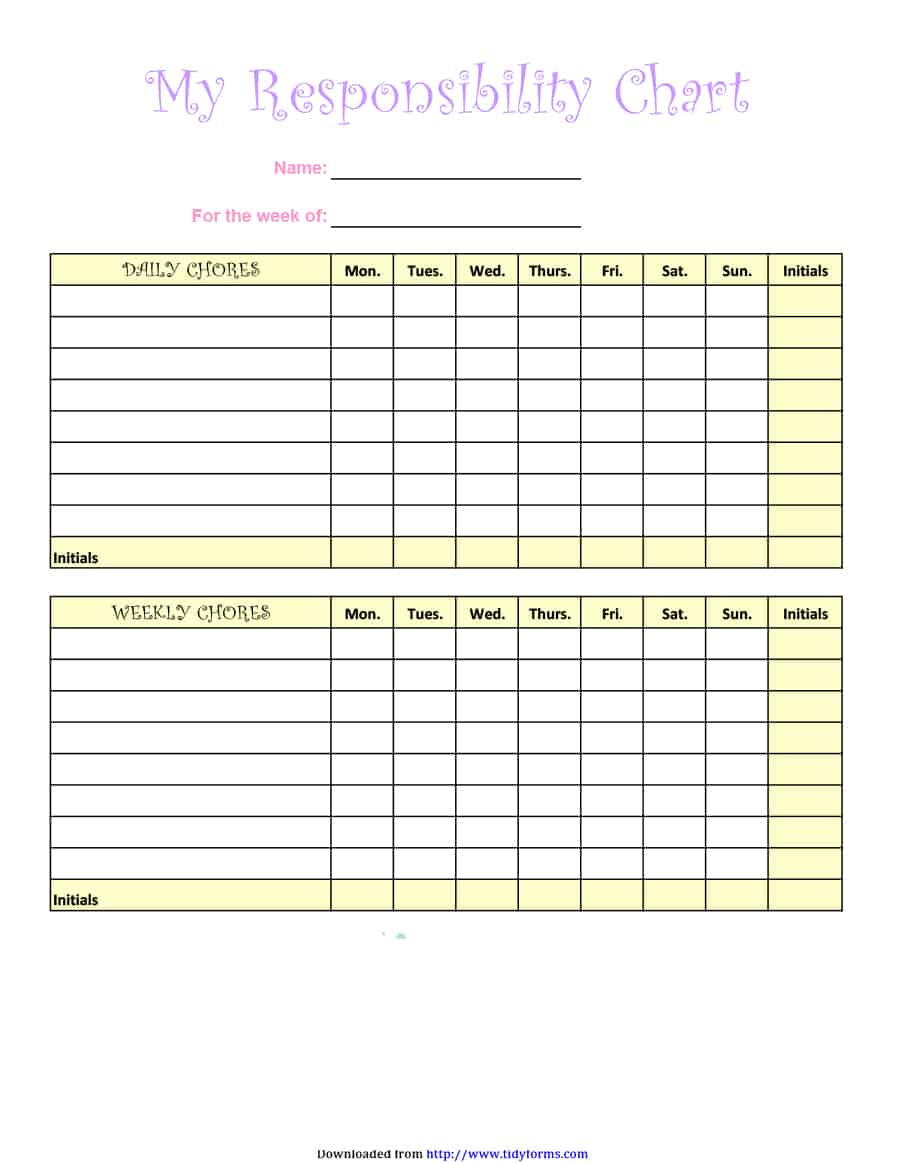 43 Free Chore Chart Templates For Kids - Template Lab - Charts Free Printable