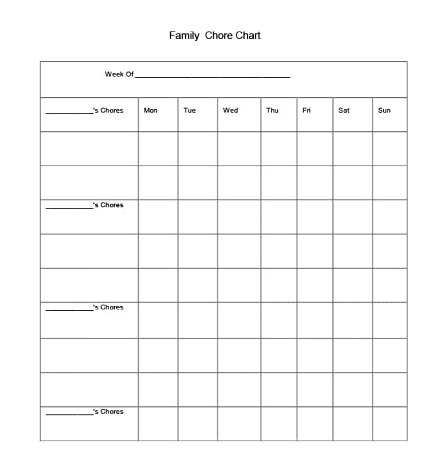 43 Free Chore Chart Templates For Kids - Template Lab - Free Printable Charts And Lists