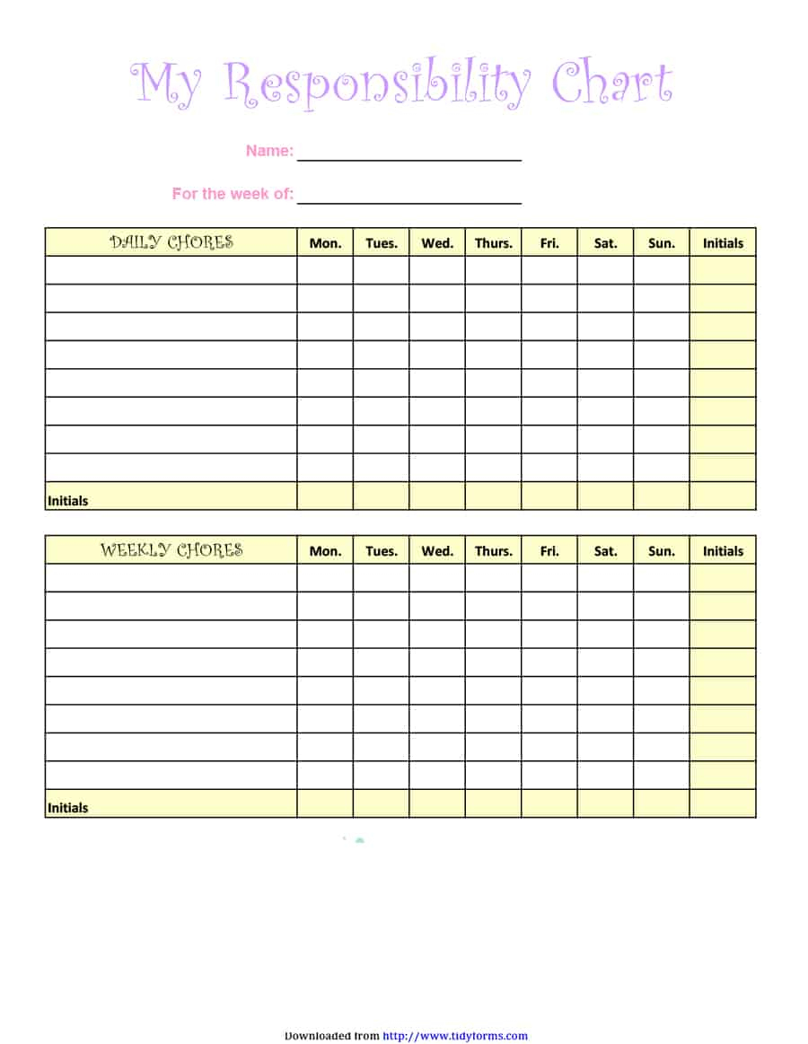 43 Free Chore Chart Templates For Kids - Template Lab - Free Printable Chore Chart Templates