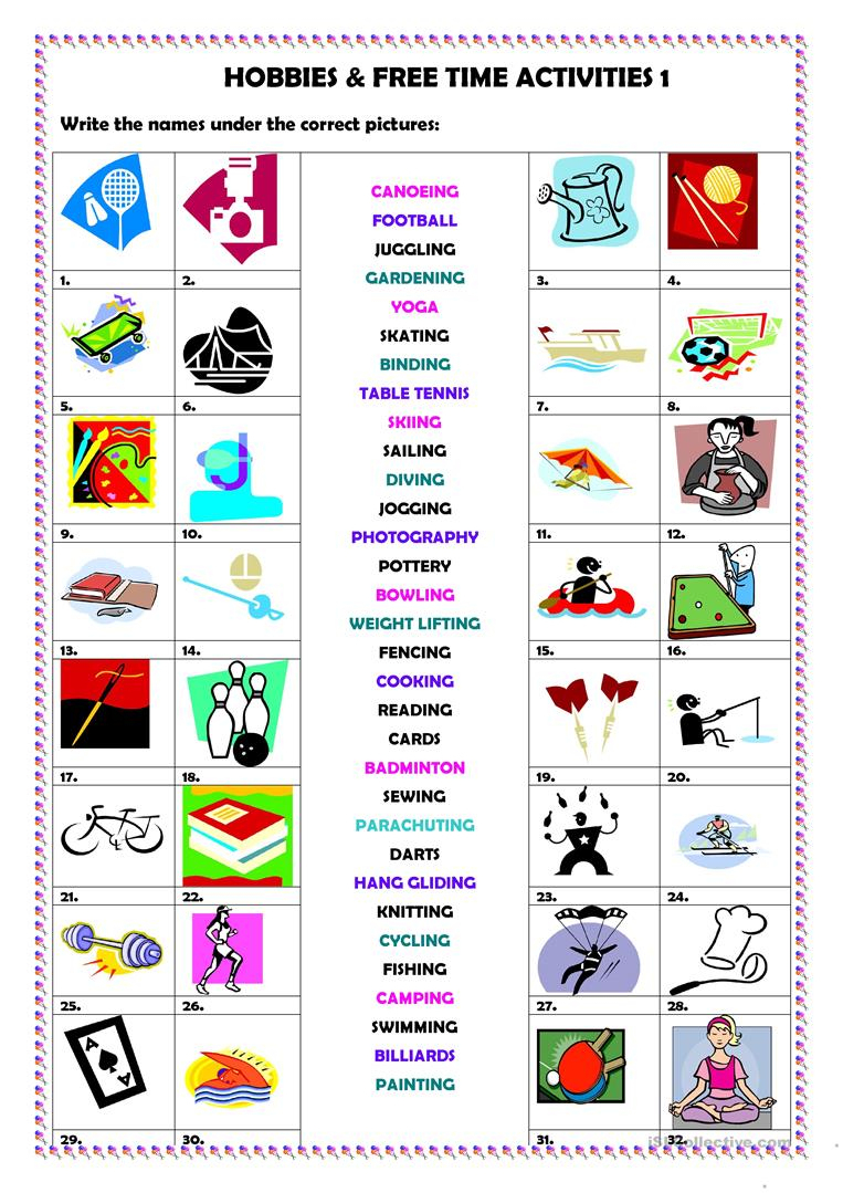 439 Free Esl Hobbies Worksheets - Free Printable Esl Resources