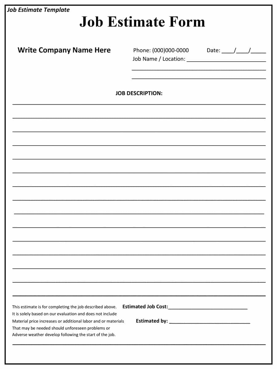 44 Free Estimate Template Forms [Construction, Repair, Cleaning] - Free Printable Estimate Forms