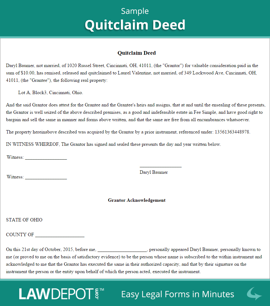 quit claim deed form washington state