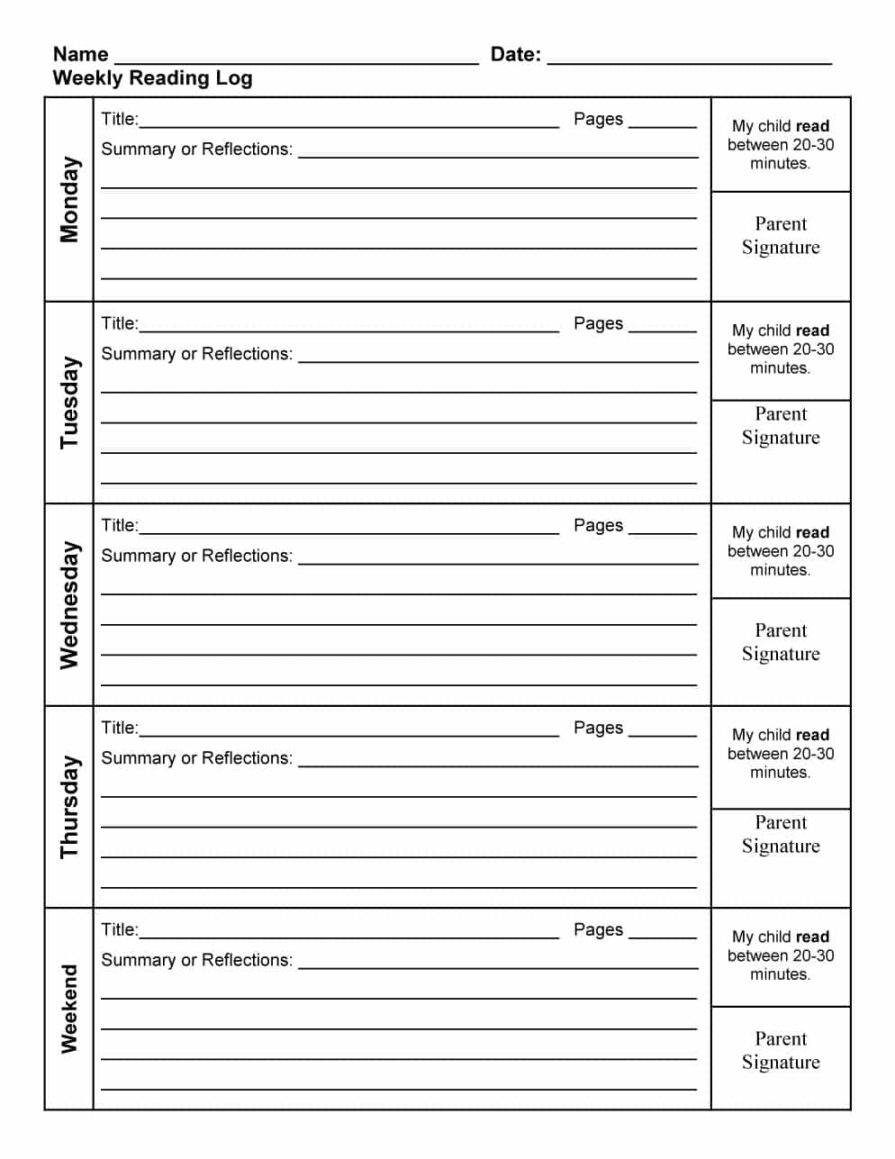 47 Printable Reading Log Templates For Kids, Middle School &amp;amp; Adults - Free Printable Reading Logs For Children