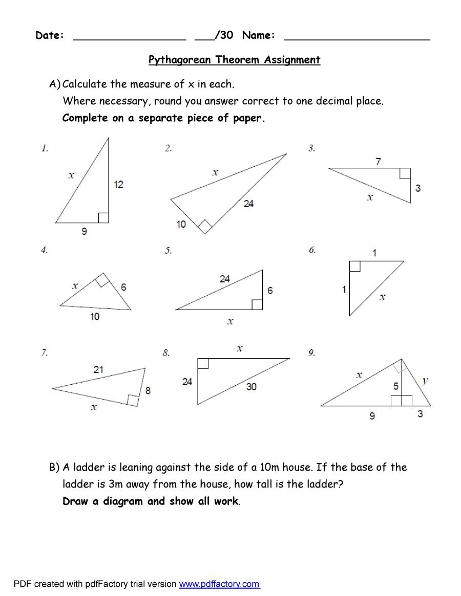 48 Pythagorean Theorem Worksheet With Answers [Word + Pdf] - Free Printable Pythagorean Theorem Worksheets