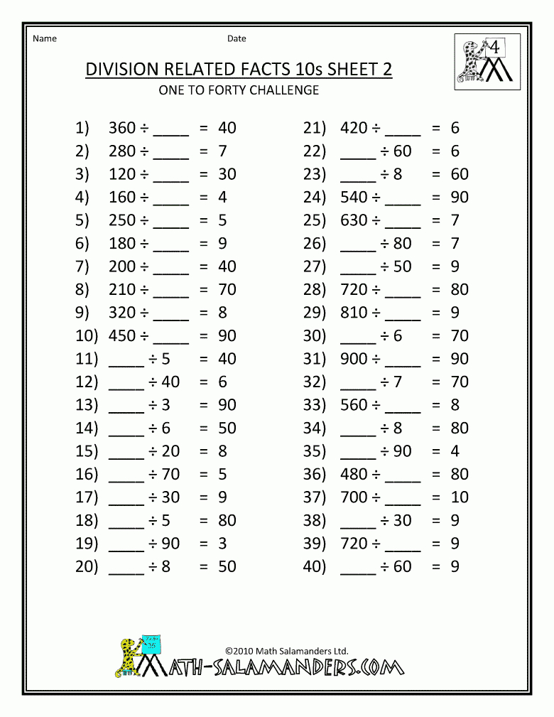 4Th Grade Math Worksheets Printable Free | Anushka Shyam | Pinterest - Free Printable Division Worksheets For 4Th Grade