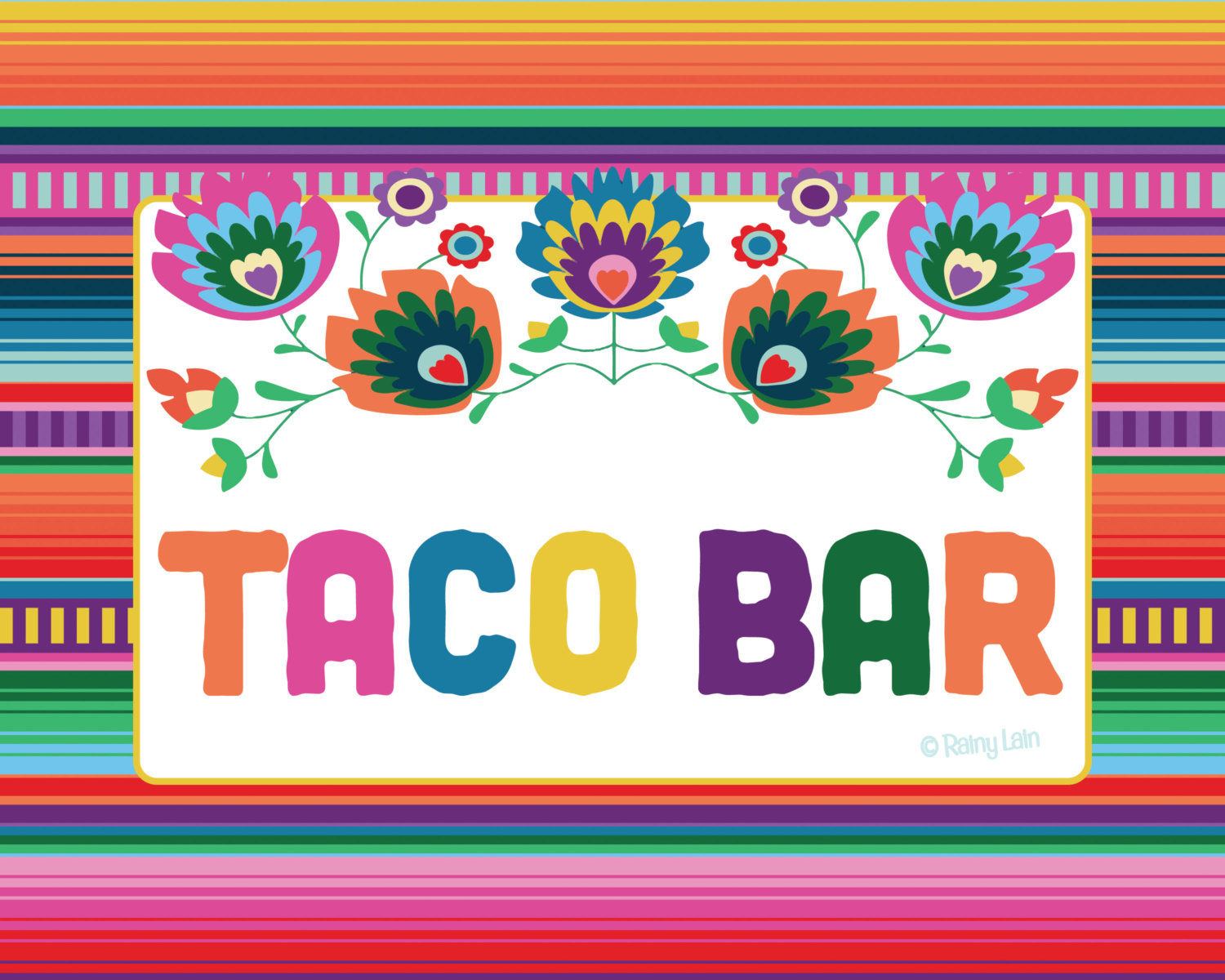 5 Fiesta Printable Signs Serape Blanket Graduation Party 1St | Etsy - Free Printable Taco Bar Signs