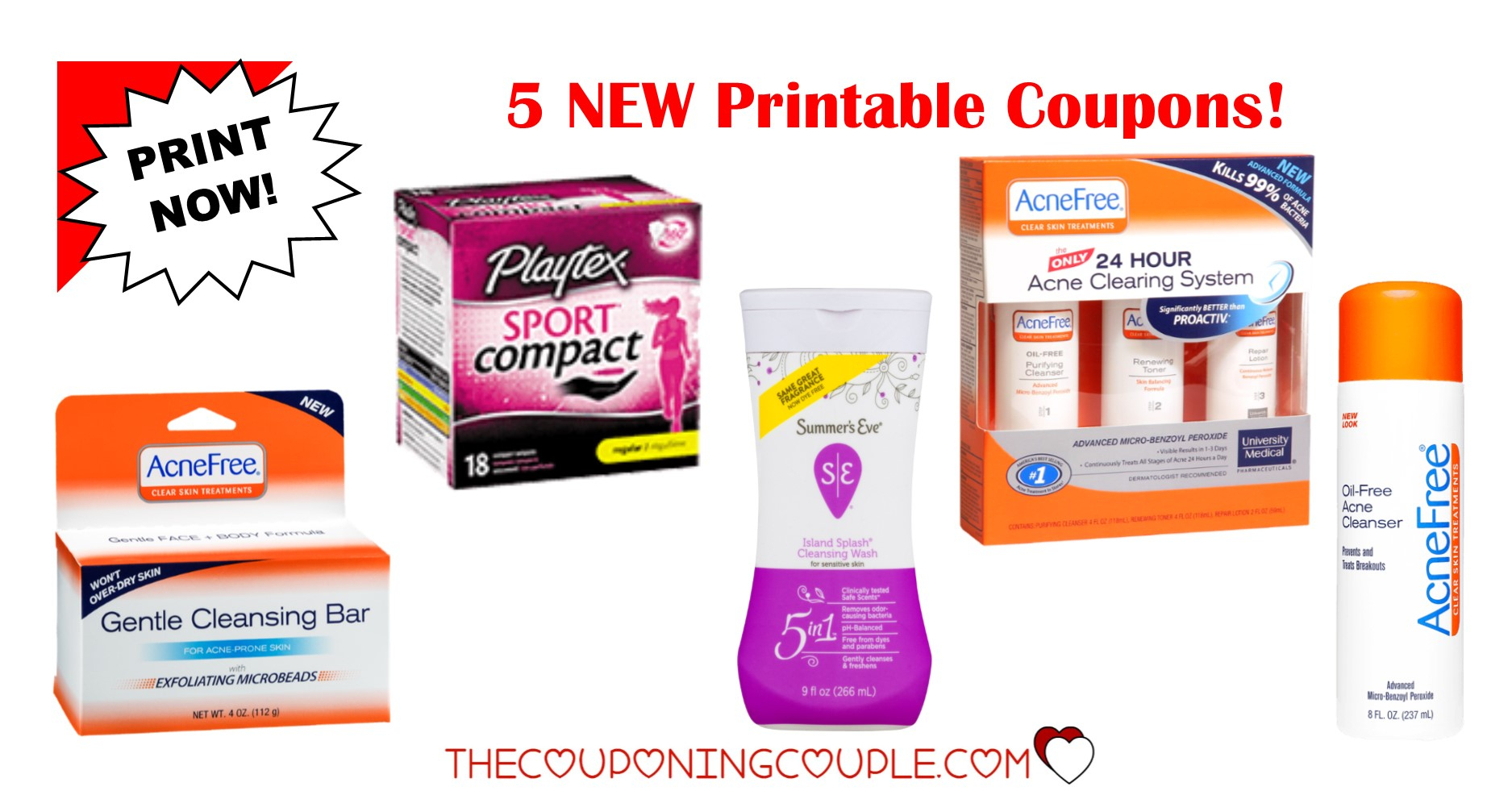 5 New Printable Coupons ~ $13.50 In Savings! Print Now! - Acne Free Coupons Printable