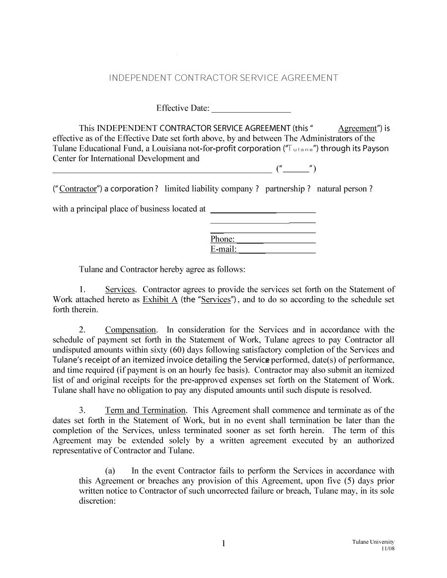 50+ Free Independent Contractor Agreement Forms &amp;amp; Templates - Free Printable Service Contract Forms