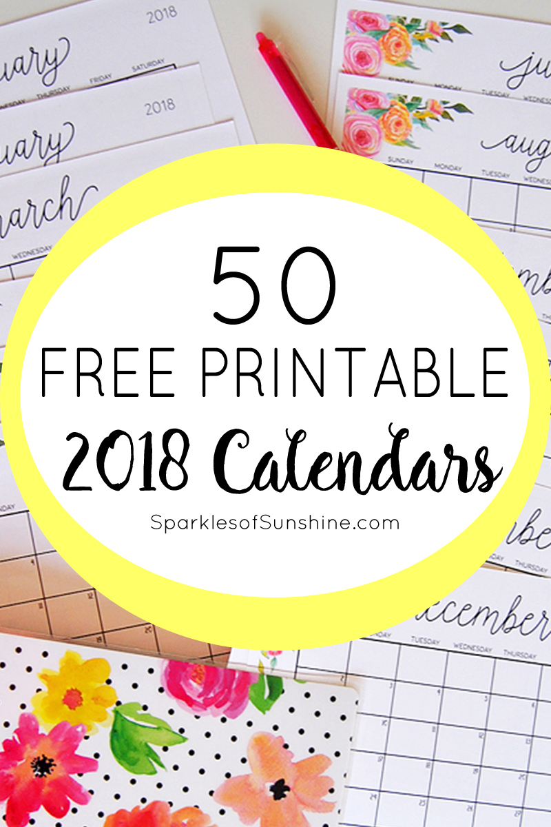 50 Free Printable 2018 Calendars You Can Snag - Sparkles Of Sunshine - Free Printable Pictures