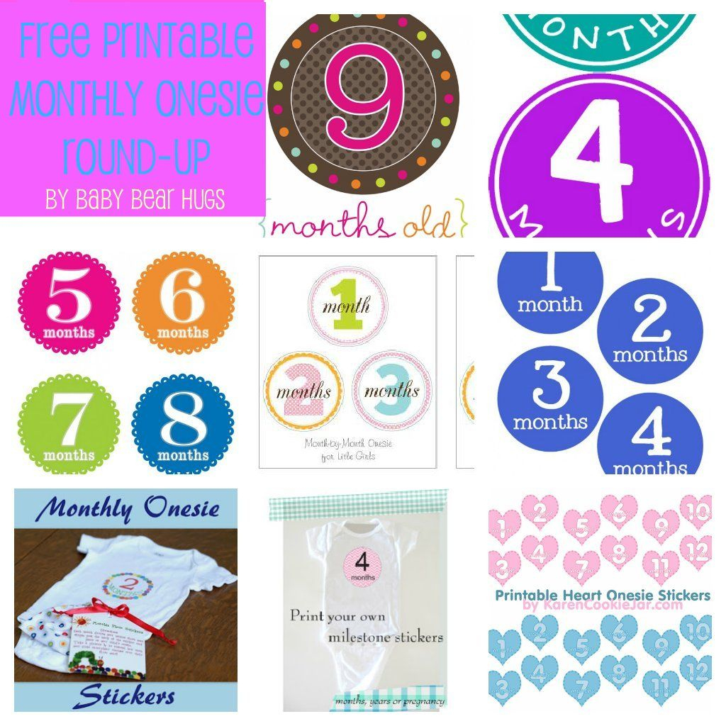 7 Free Printable Month Stickers Round-Up | Printable Petey | Free - Free Printable Baby Month Stickers