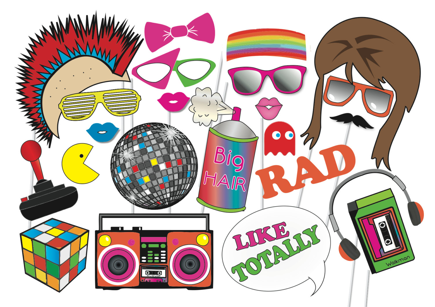 80S Photo Booth Props Printable Free - Free Printable