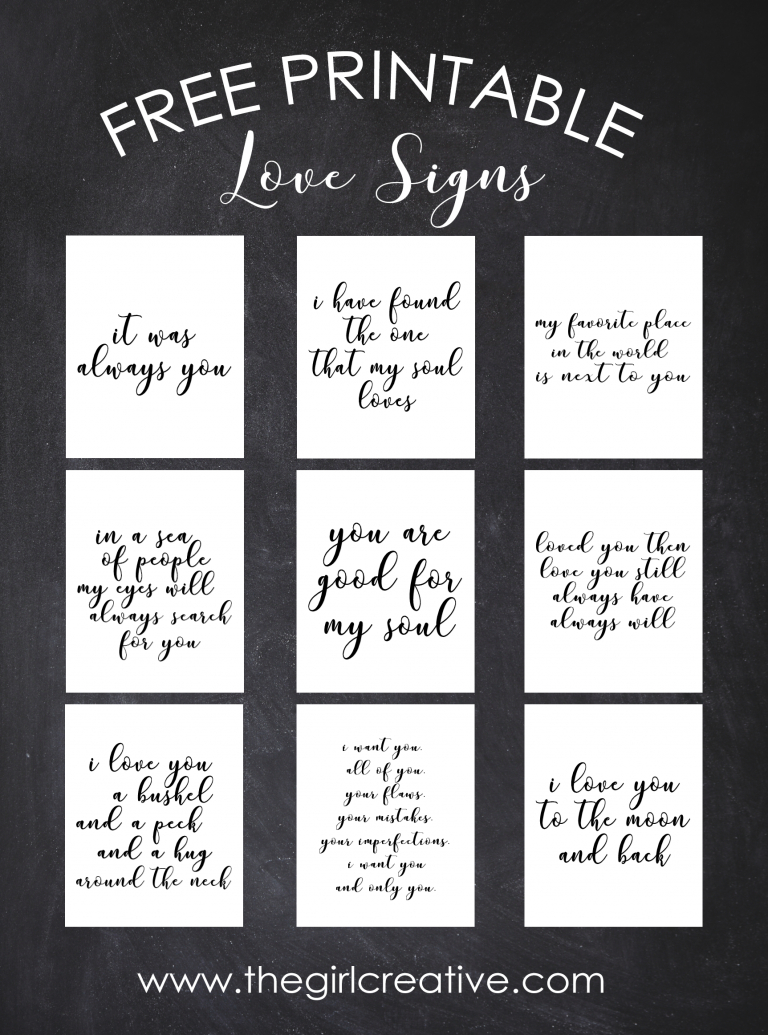 9 Free Printable Love Signs | Crafting Chicks Community Board - Free Printable Wedding Signs